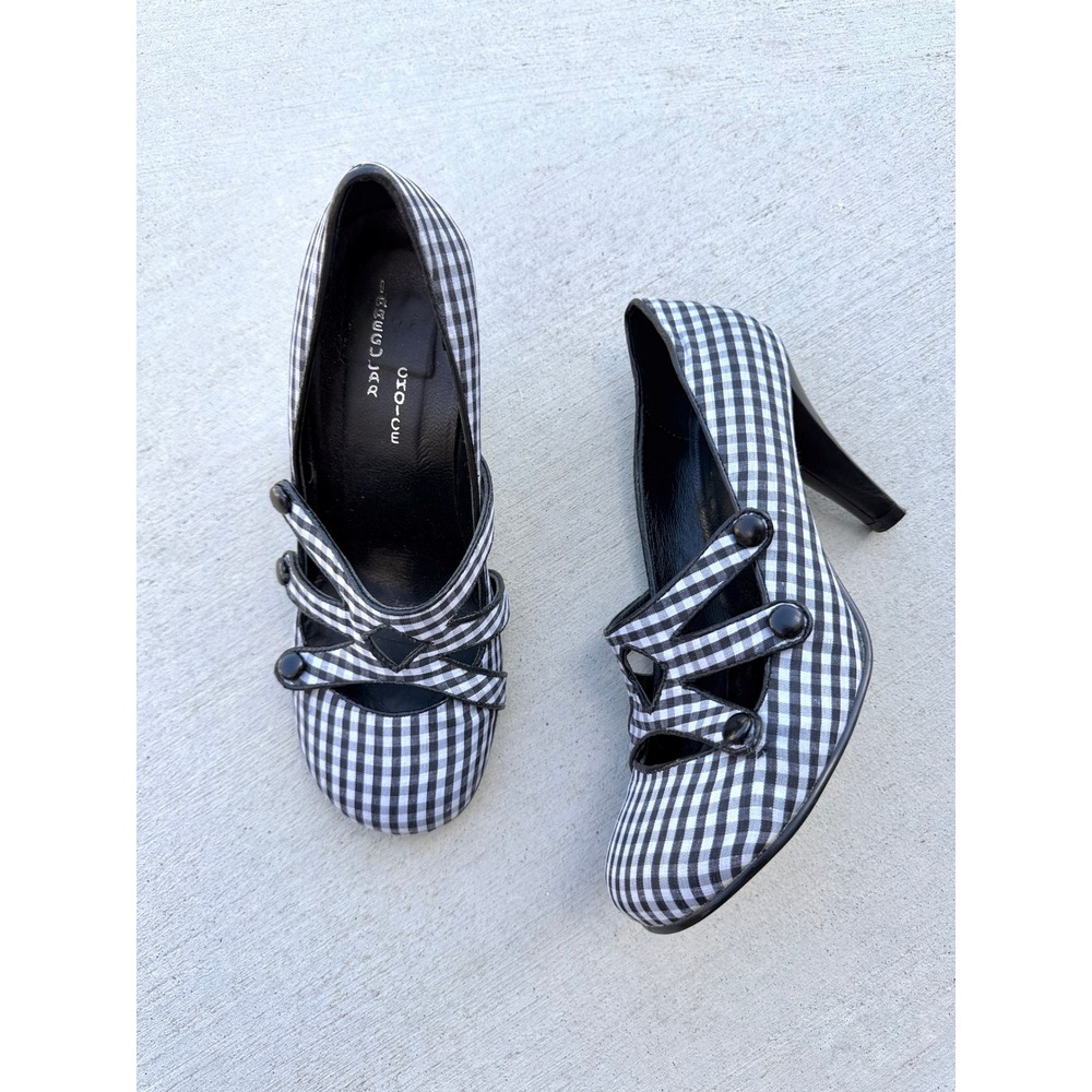 Irregular Choice Gingham Mary Jane Pumps Black White Checkered Heels Size 8 - Picture 4 of 8
